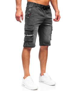 Чорні чоловічі джинсові шорти карго Bolf K15008-2